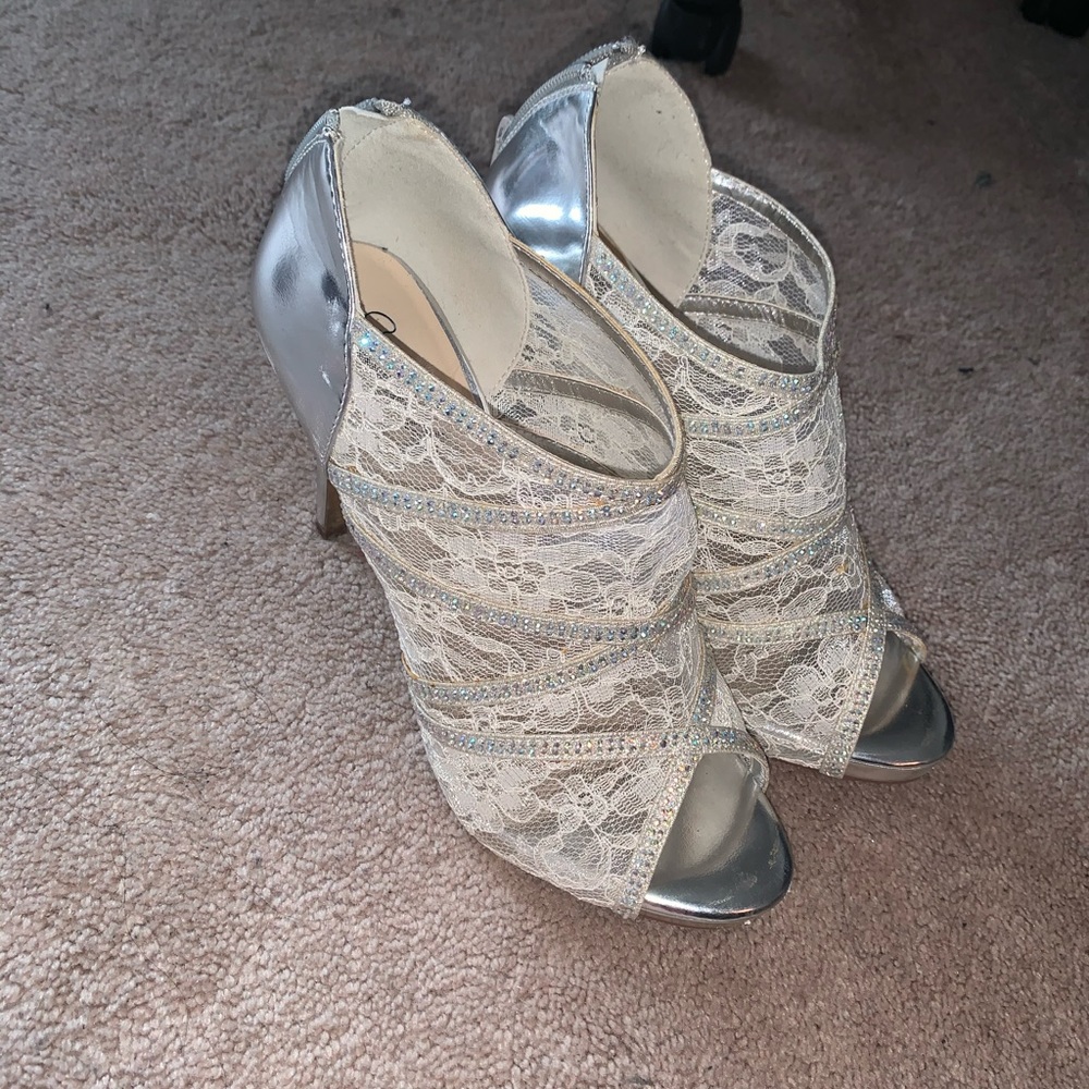 White prom heels